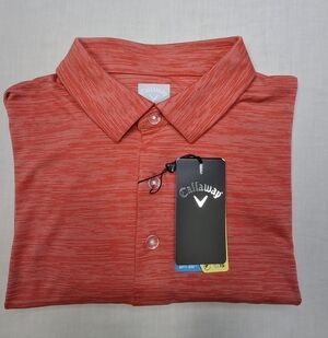 Callaway Men's Striped Coral Polo Shirt Size Large